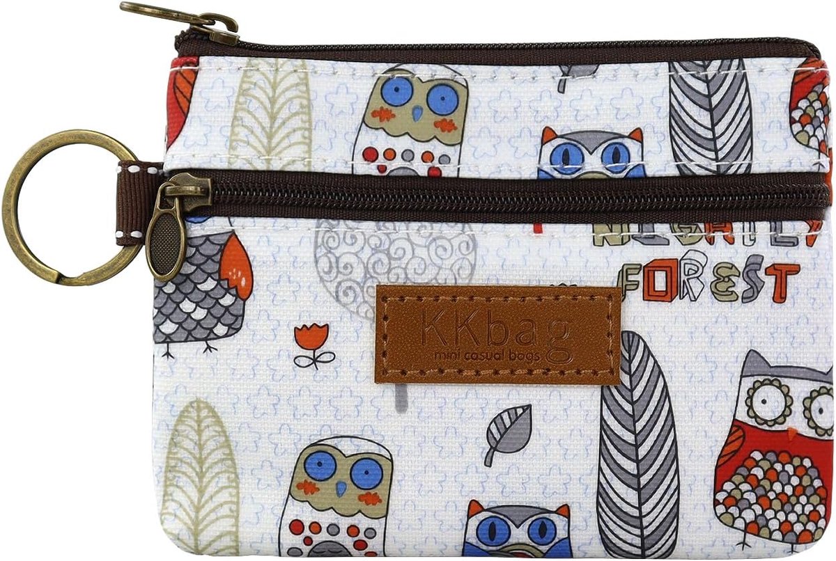 PU Leather Coin Bag with Lovely Cartoon Print, Mini Purse with Key Chain, Coin Purse with Zipper for Lipstick, Keys - ShopVlot