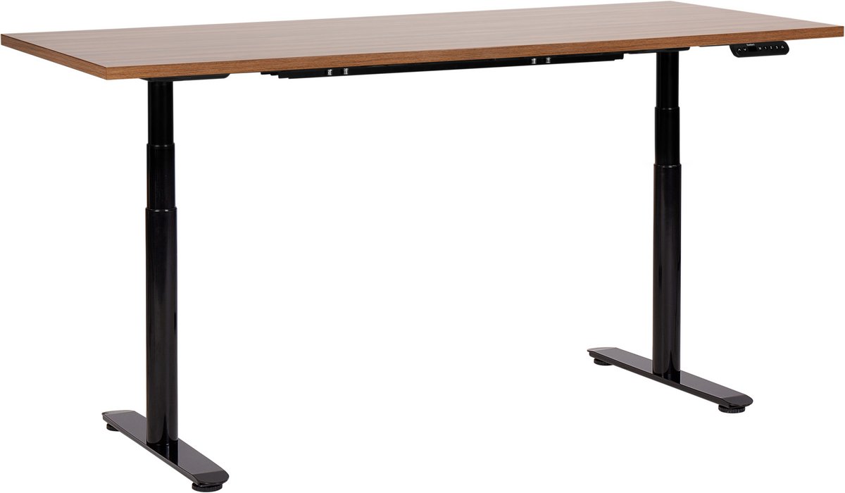 Beliani DESTINAS - Elektrisch bureau - Donkerhout/Zwart - 180 cm - MDF Bruin