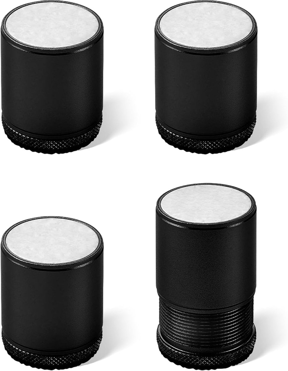 4 Pieces Metal Furniture Legs Self Adhesive Adjustable for Bed, Couch, Cabinet, Kitchen, Table, Worktop (Black, L) - ShopVlot