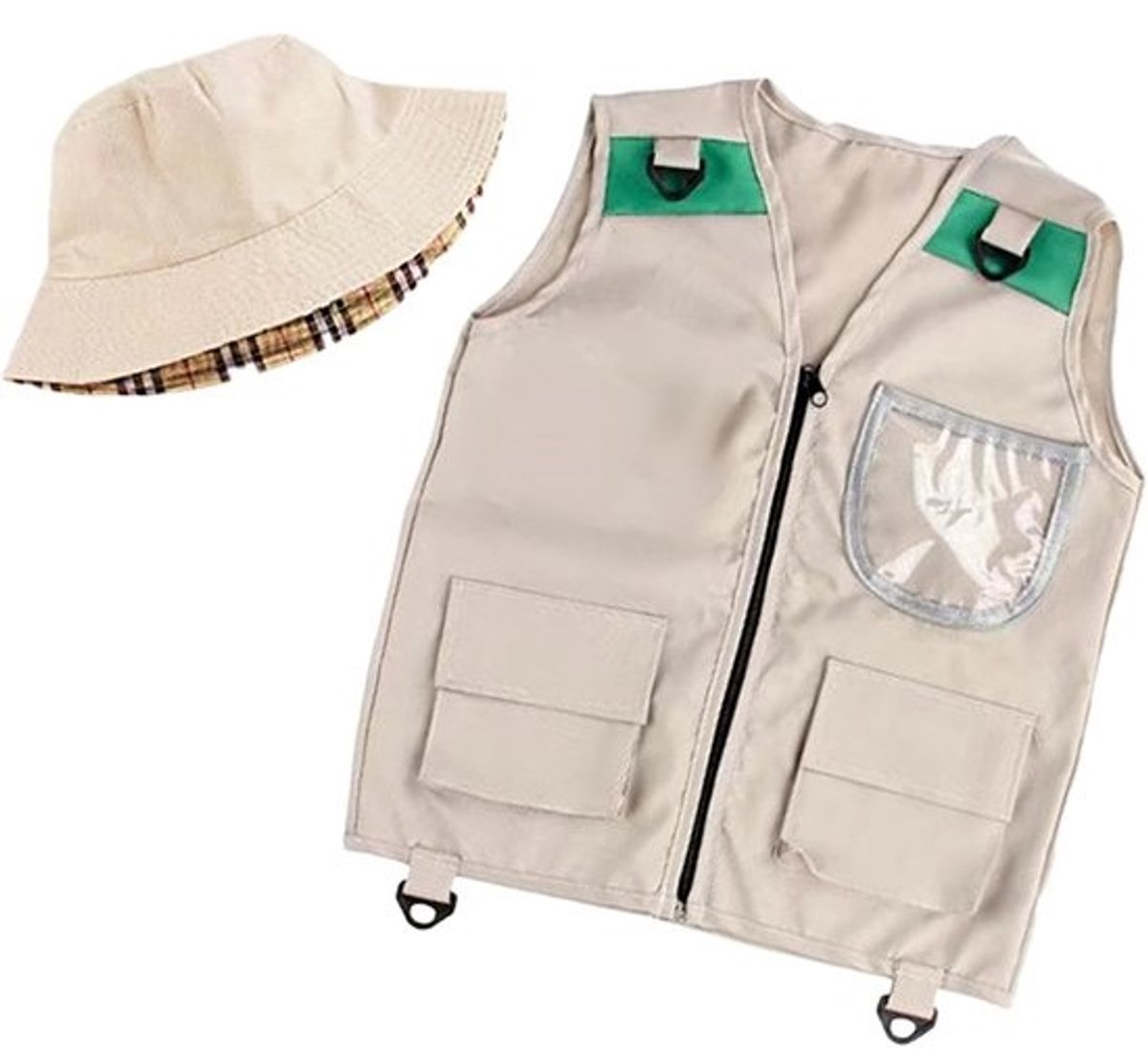Explorer-set voor kinderen - Safari-kampeeruitrusting - Buitenavontuur - Inclusief hoed - Kleding - 40 x 48 cm