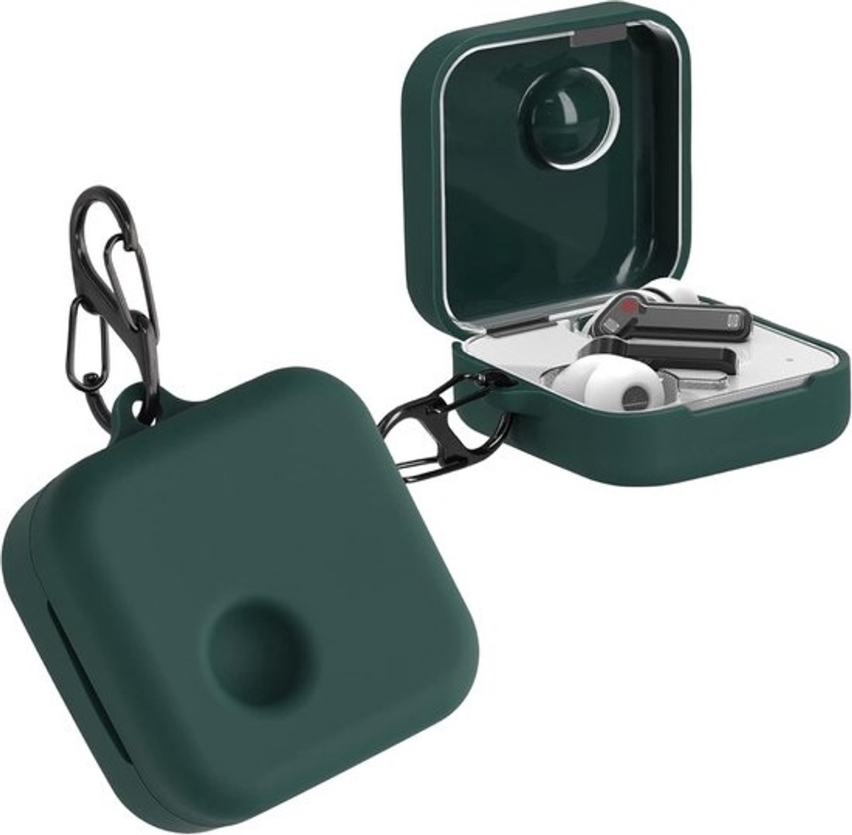 Oordopjescase - Beschermhoesje - Opladen - opbergen - Flexibel siliconenmateriaal - Compact formaat - Groen