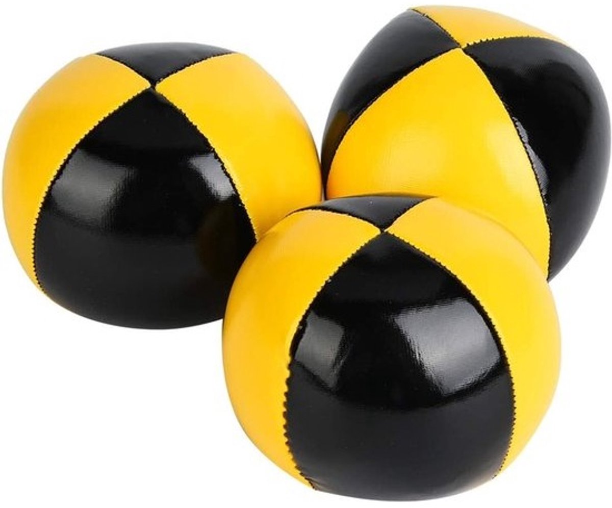 Set jongleerballen - Oefenballen voor balans - Hand-oogtraining - Zacht PU-leer - 6 3 cm diameter - Geel zwart