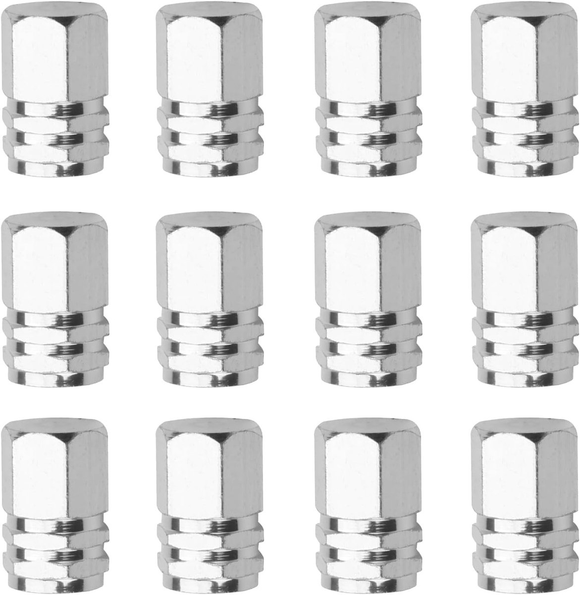 Set van 12 witte aluminium ventieldoppen voor auto’s, motoren, vrachtwagens en fietsen - Corrosiebestendig en universeel toepasbaar
