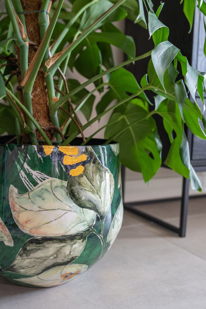 TS Collection - Pot Designed by Lammie - Midnight bloom - Mini set van 2 - Metaal & Epoxy - Exclusieve woonitems voor binnen - Handgemaakt - Unieke print - Designed by Lammie — cadeau in Wonen & Interieur - foto 3