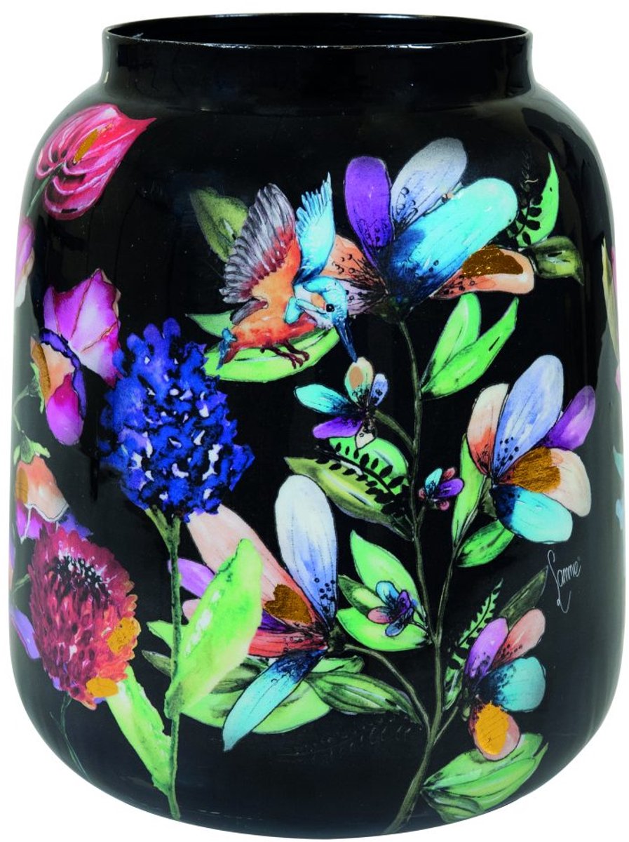 TS Collection - Vaas Designed by Lammie - Midnight bloom - 21x24 - Metaal & Epoxy - Exclusieve woonitems voor binnen - Handgemaakt - Unieke print - Designed by Lammie