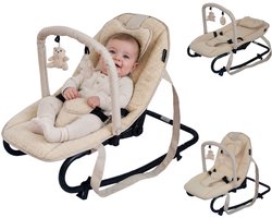 X Adventure Wipstoeltje – Verstelbare rugleuning & Inklapbaar – Draagbare schommelstoel - Beige (0-9 mnd)