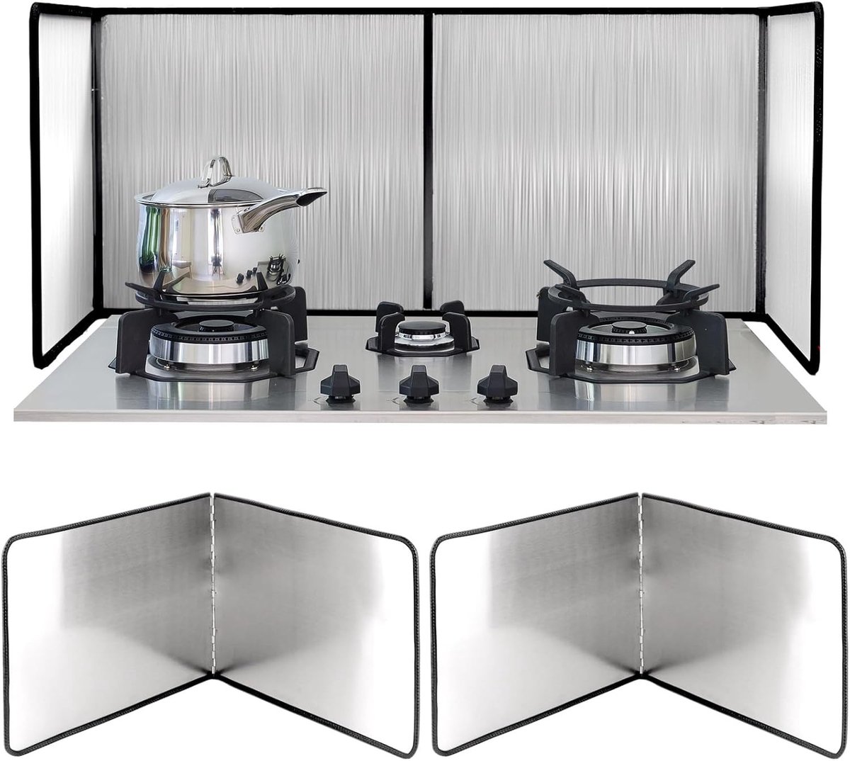 2 Stuks Keuken Spatscherm - Vouwbaar Spatscherm voor Fornuis - Wand Spatscherm met Antiaanbaklaag - Keuken Fender voor Veilig Koken en Bescherming tegen Vlekken