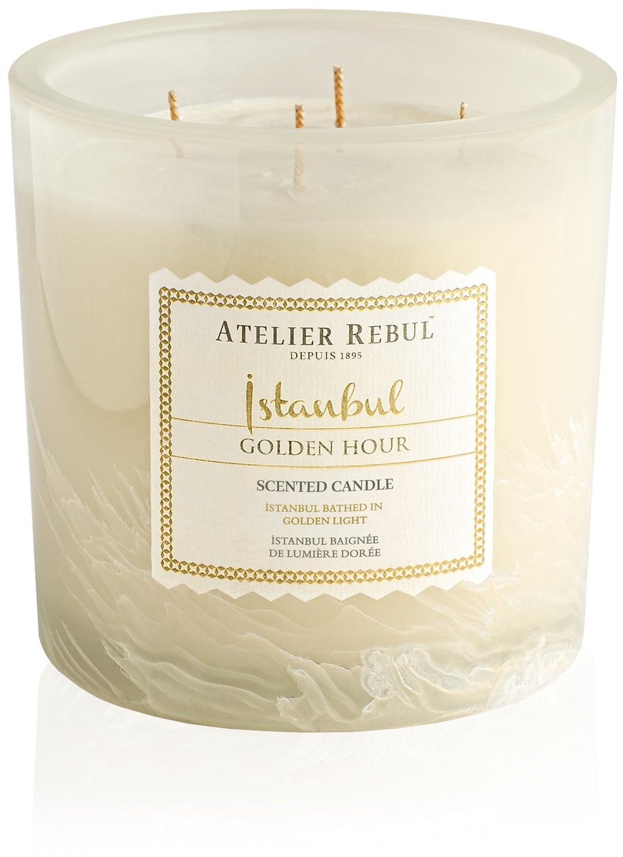 Atelier Rebul Istanbul Golden Hour - Geurkaars (950g) - 135 Branduren - 4 Wieken - Sojawas - Gourmand & Oriëntaalse Geur