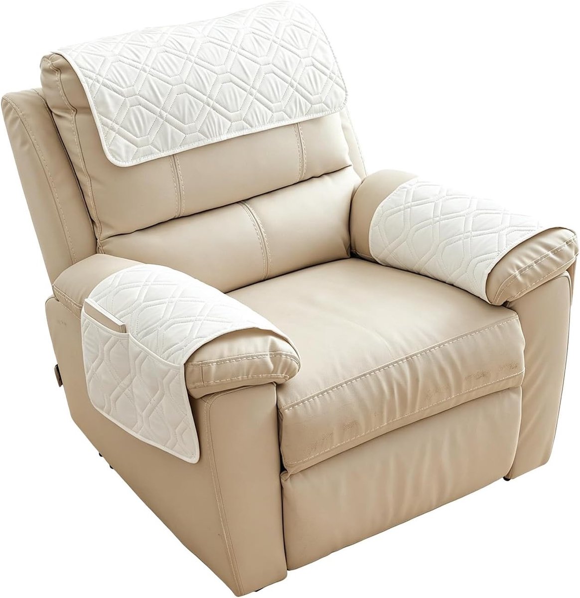 Armsteunbeschermer met Opbergvakken voor Relaxstoelen en Fauteuils, Antislip en Gevuld, Meubelbeschermer voor Sofa en Stoel