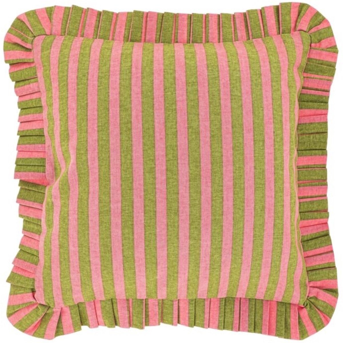 Unique Living Sierkussen Ruth - Flamingo Pink/Moss Green - 45x45cm Roze