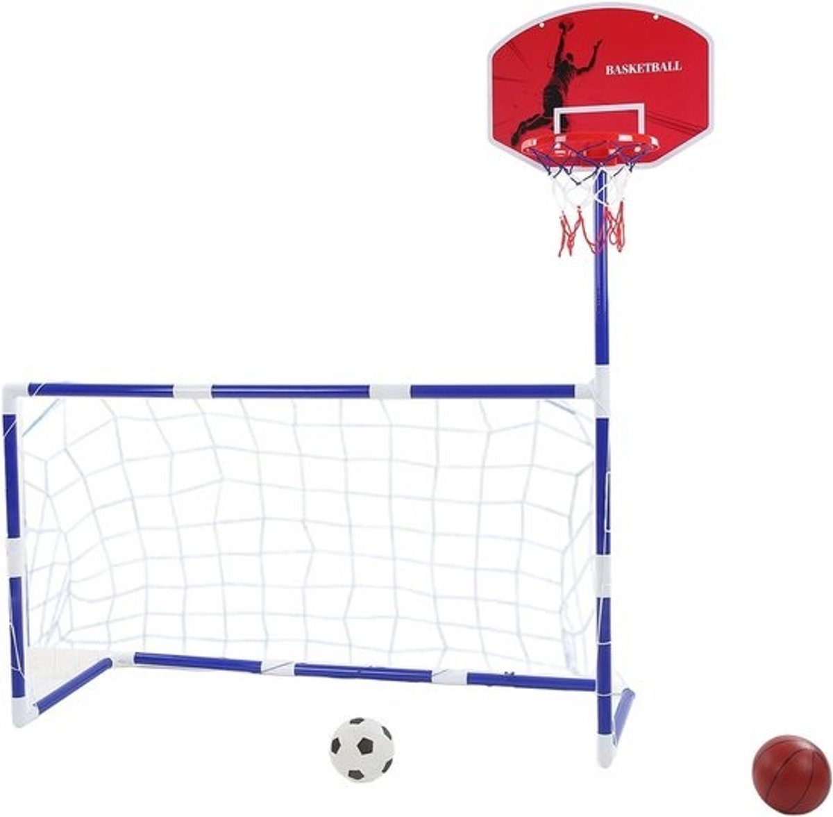Kinderbasketbalset - Sportcentrum-speelgoed - Voor binnen en buiten - 2-in-1-functie - 41 x 30 cm - Meerdere kleuren