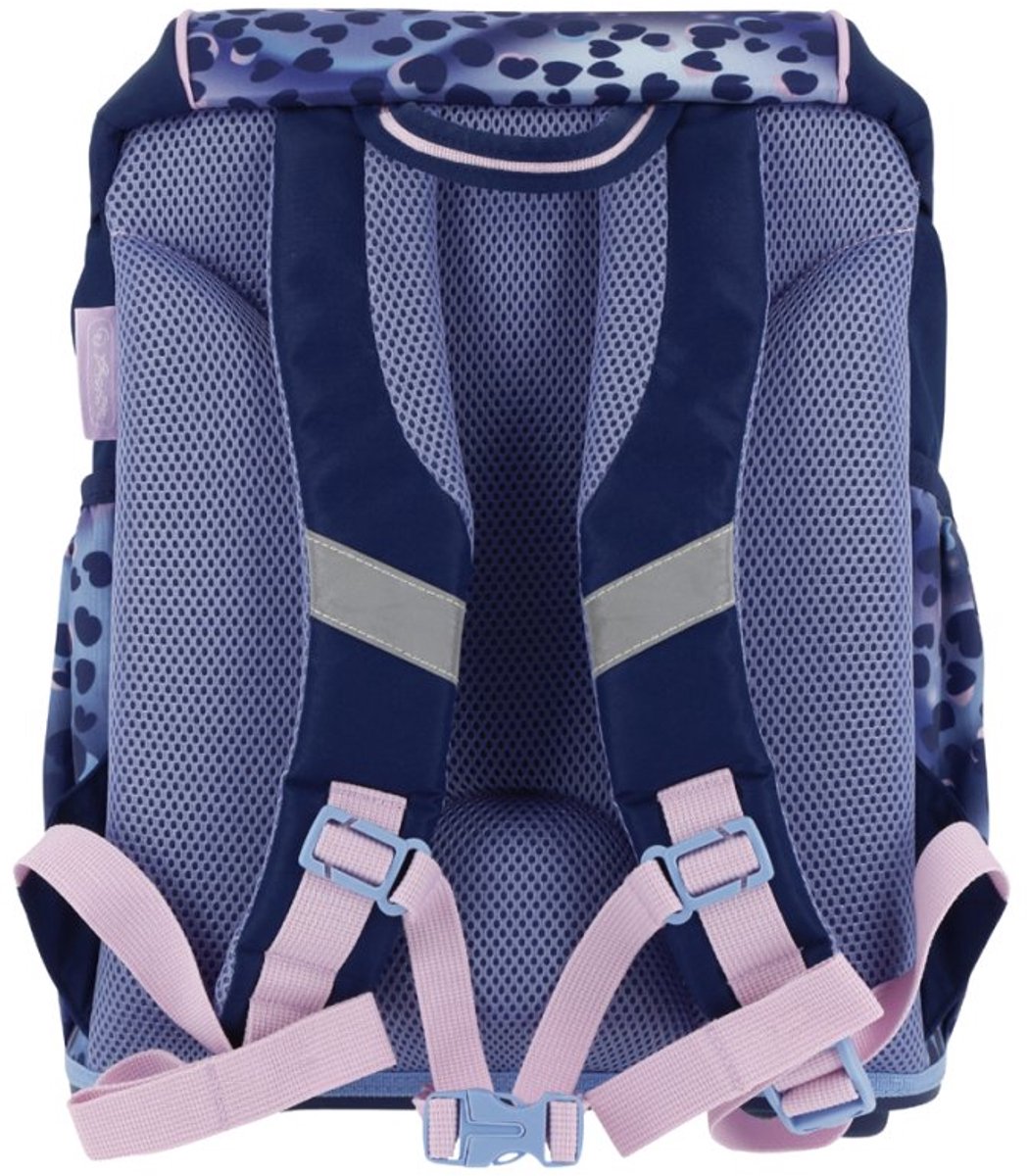 herlitz schooltas UltraLight XL Plus Wild Cat, donkerblauw/lila, hart motief, 22 liter