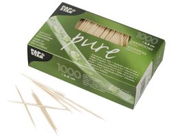 PAPSTAR tandenstokers pure, hout, 68 mm, 1.000 stuks