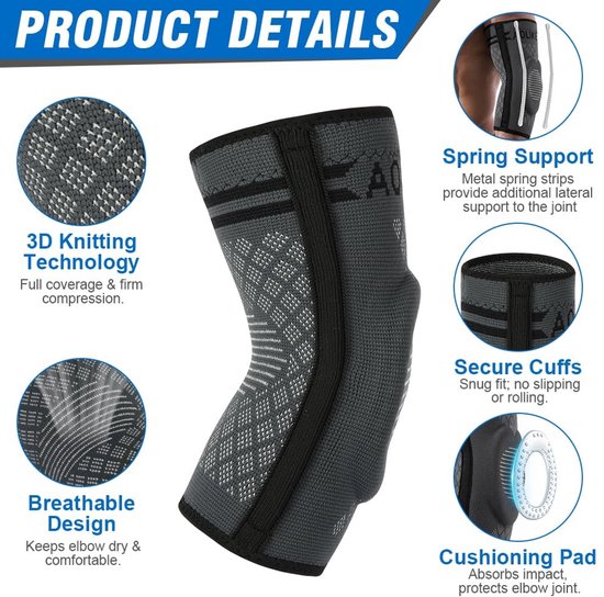Pack van 2 Elbow Bandages voor Epicondylitis en Tenniselleboog met Siliconen Kussen en Dubbele Stabilisatie - Unisex voor Mannen en Vrouwen, Ideaal voor Sport en Herstel — afbeelding 2