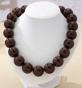 Bruine Ketting - ketting - necklace - statement ketting met ronde kralen -