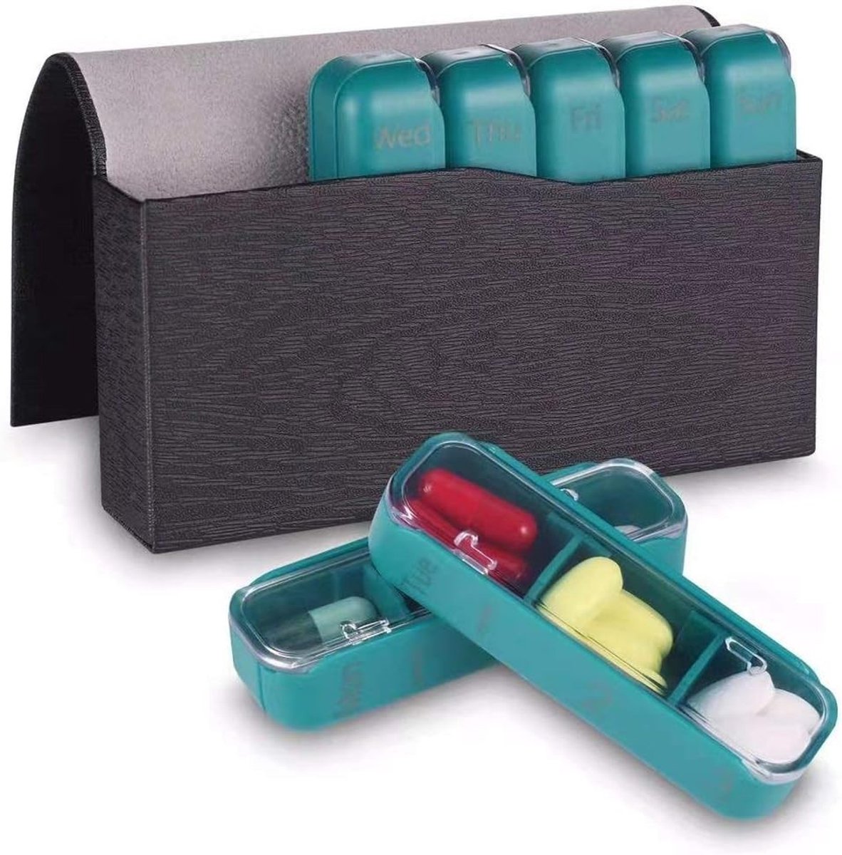 Tablet Box voor 7 Dagen met 3 Compartimenten, Vochtbestendig Ontwerp voor Medicijnen, Vitaminen en Supplementen