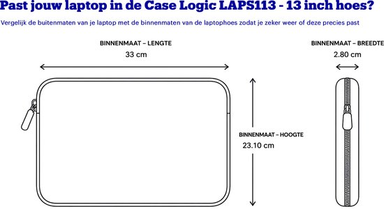 Case Logic LAPS113 - Laptophoes / Sleeve - 13 inch - Grijs