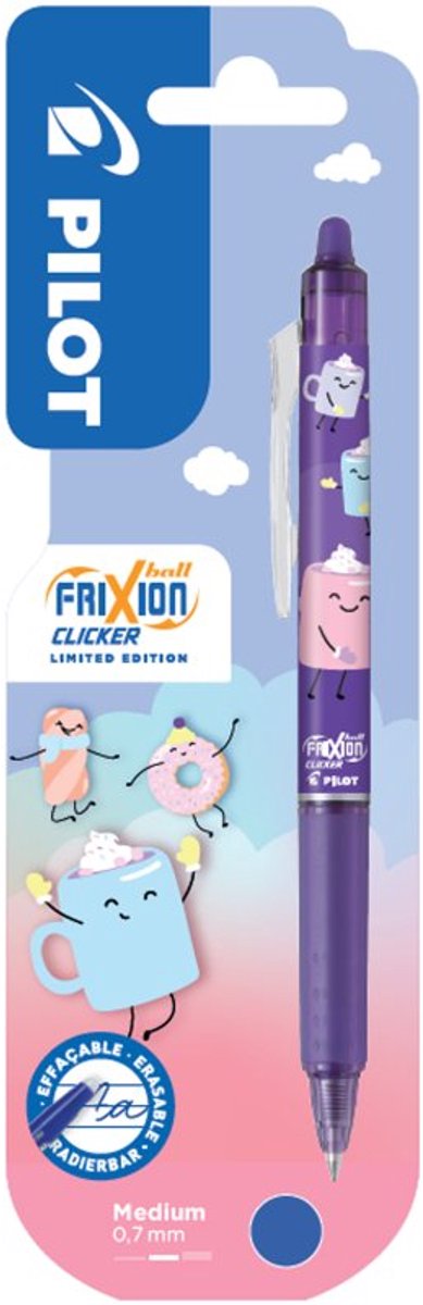 PILOT rollerpen FRIXION BALL CLICKER 07, wisbaar, paars, 0,35 mm