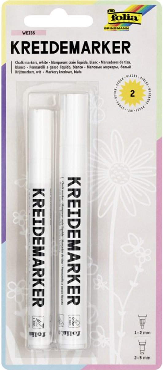 folia krijtmarkers set, wit, 2 stuks