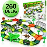 Montzys® Dinosaurus Racebaan - 260 Delige Autobaan - Dino Speelgoed Elektrisch - Flexibele Auto Racetrack - Sinterklaas & Kerst Cadeau Voor Kinderen
