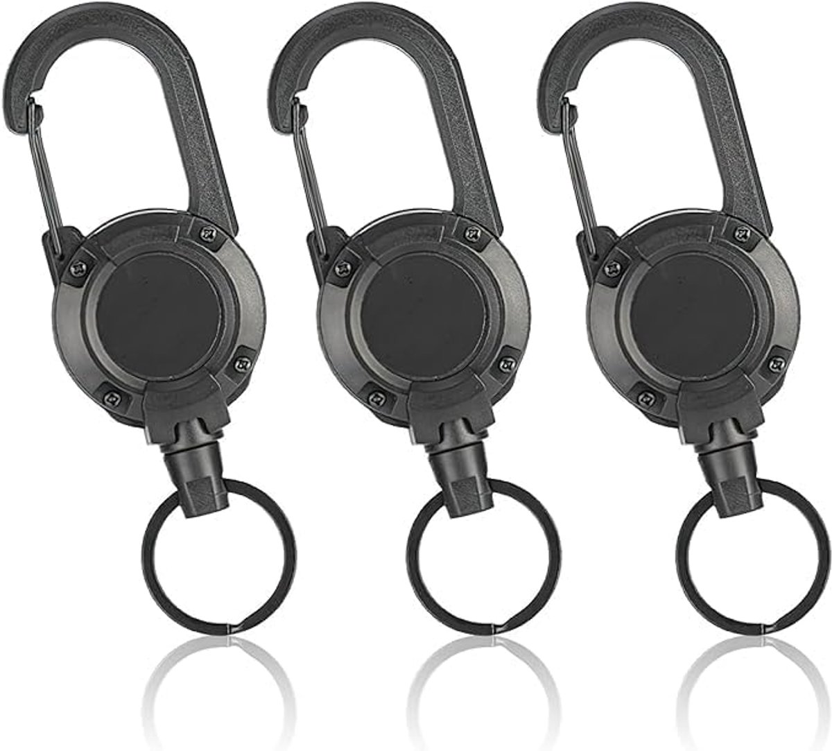 Pack of 3 Extendable Key Chains with Roller, Extendable Key Strap, Retractable Key Chain with 60 cm Steel Wire Rope - ShopVlot
