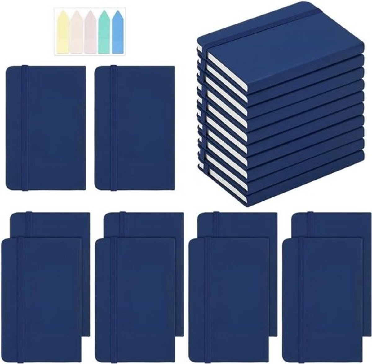 Kleine notitieboekjes - Zakboekjes - Dagboek - Notities maken - Harde kaft - PU-leer - 93 x 143 cm - Marineblauw