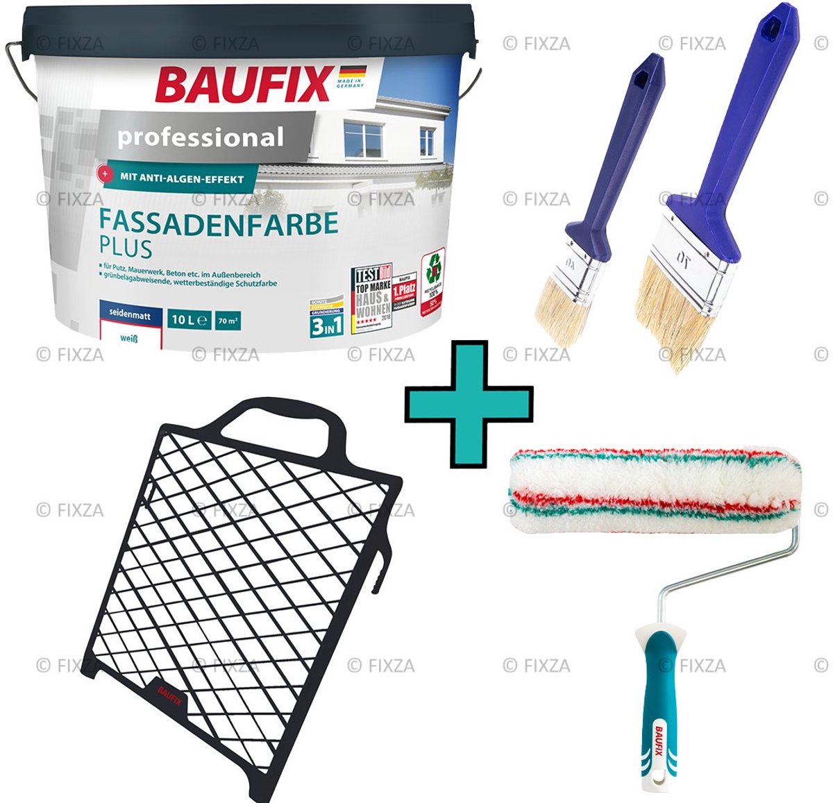 BAUFIX Professionele Gevelverf Plus wit 10 Liter + verwerkingset 1