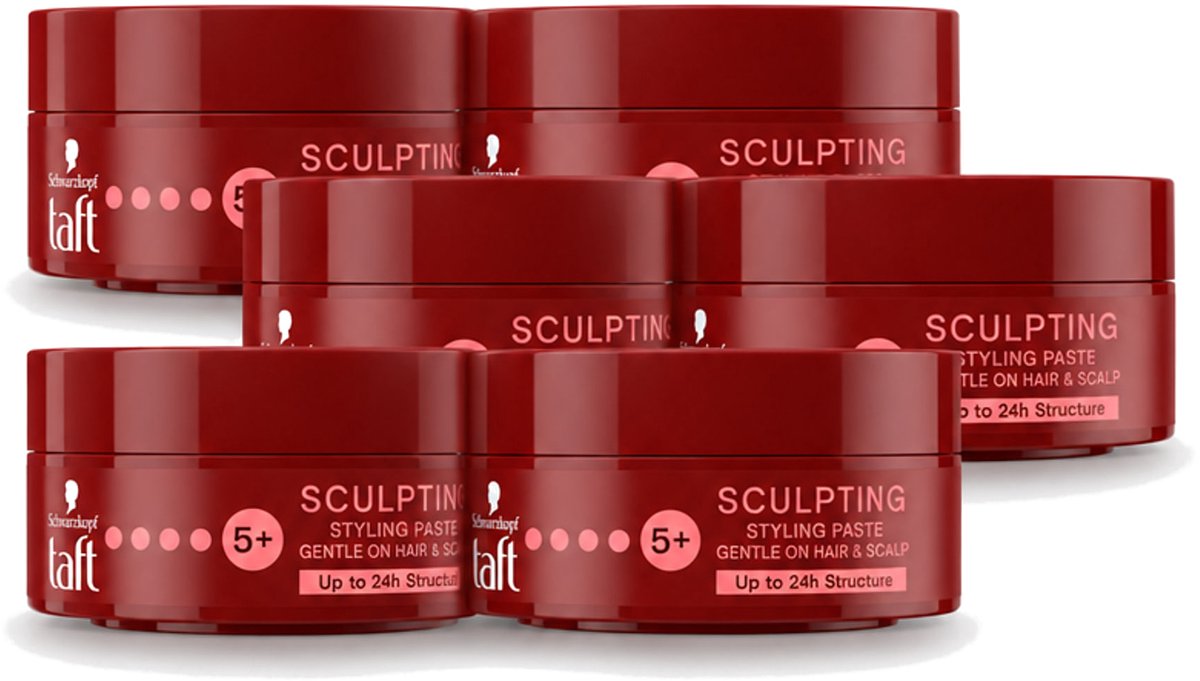 6 x Taft - Sculpting Styling Paste - Hold 5+ - Flexibele styling - 75 ml - Voordeelverpakking - 6 stuks