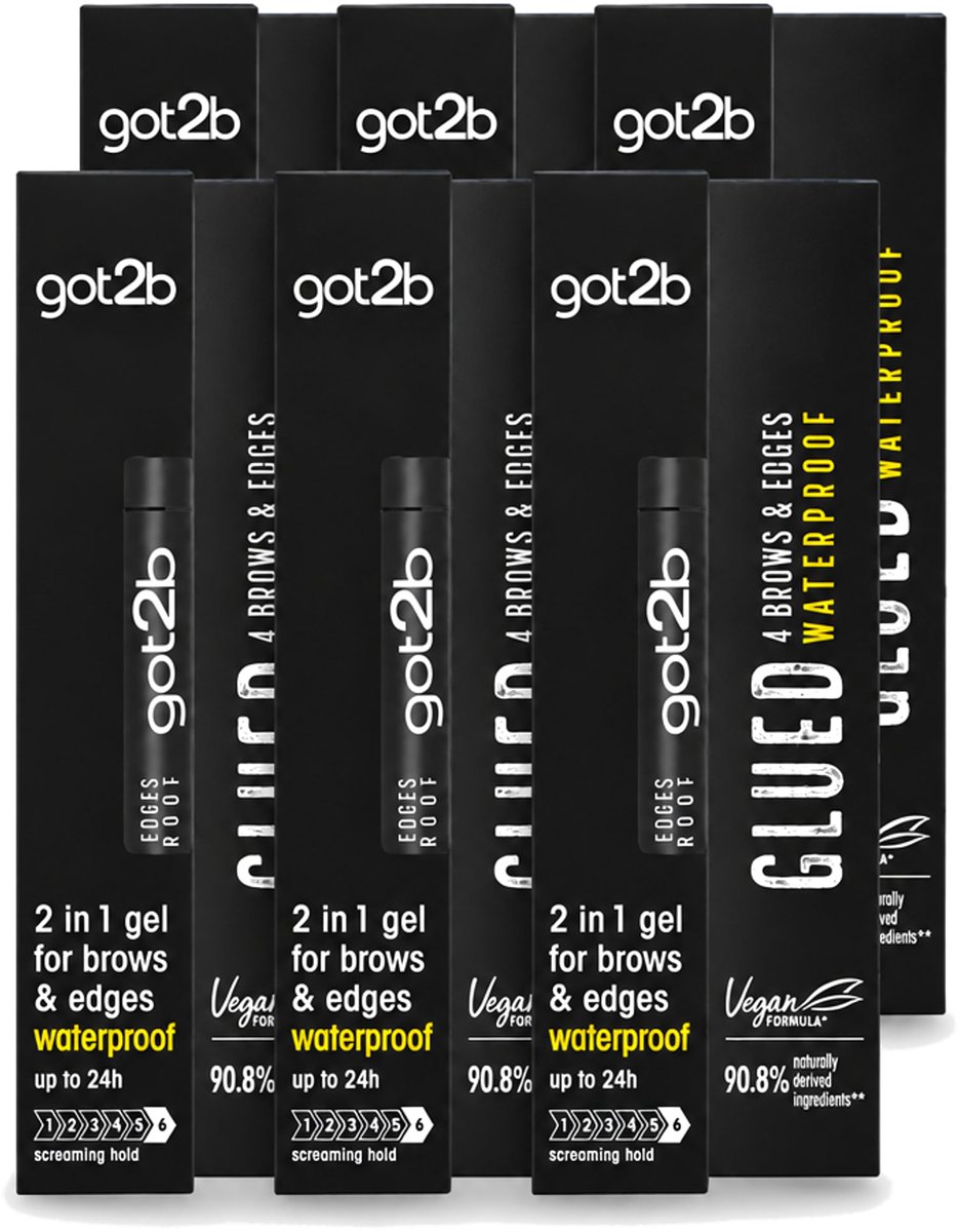 6 x Got2B - Wenkbrauwgel - 4 Brows & Edges Waterproof Transparant - 16 ml - Voordeelverpakking - 6 stuks