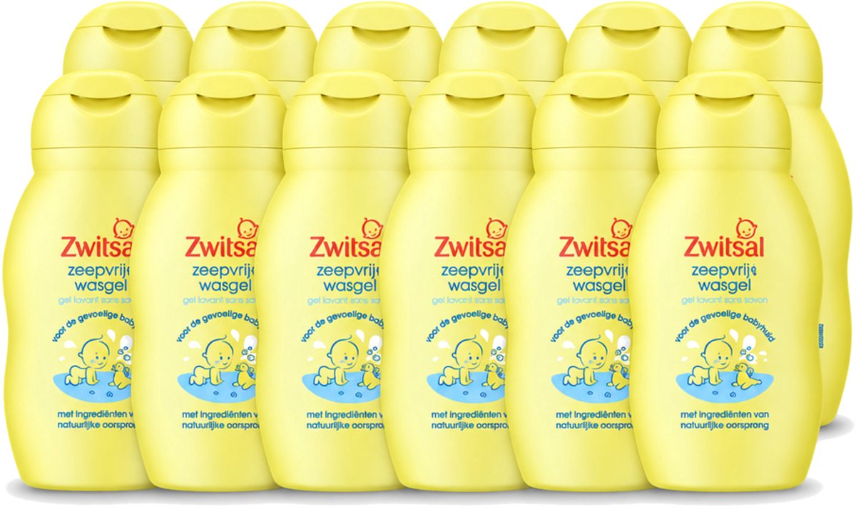 12 x Zwitsal - Wasgel Mini - Zeepvrij & Mild - 75 ml - Reisformaat - Voordeelverpakking - 12 stuks