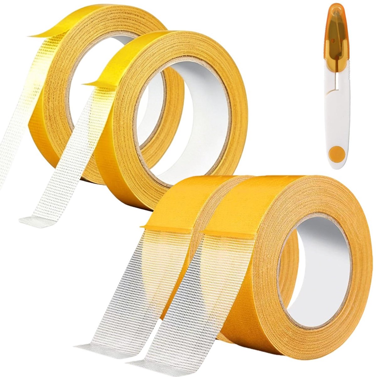 Dubbelzijdige Hem Tape Set met 4 Rollen (2 x 1 cm + 2 x 3 cm, 10 m/rol) en Extra Sterke Papier Chisel zonder Resten voor Naadloze Zoom van Broeken