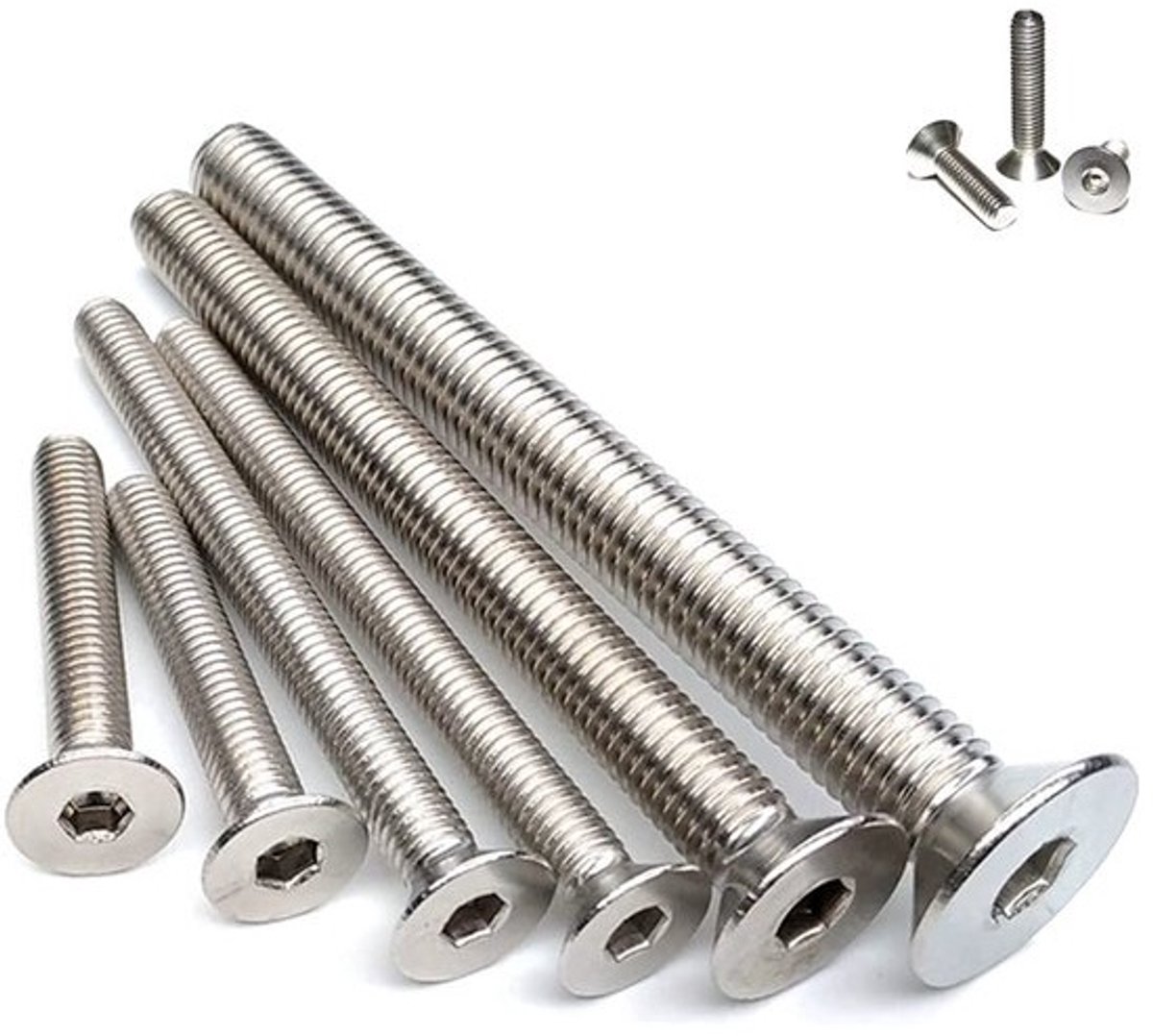 Dopschroeven - M6 x 20 mm - Vlakke-kopschroeven - Voor het bevestigen van onderdelen - Roestvrij staal 304 - 20 stuks - Zilverkleurig
