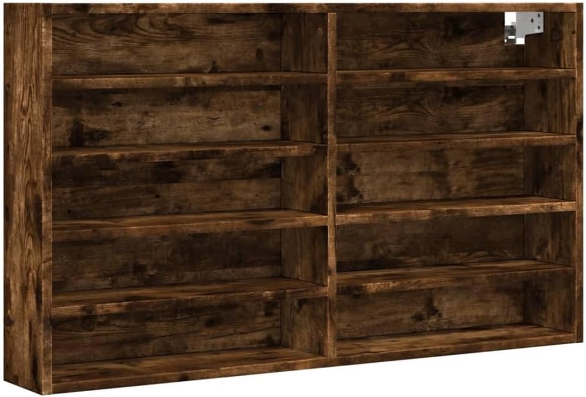 Kruidenrek, wandrek, boekenplank, wandrek, keuken, vitrinekast, rookeiken, 100 x 15 x 58 cm, houtmateriaal voor woonkamer, badkamer, slaapkamer, keuken