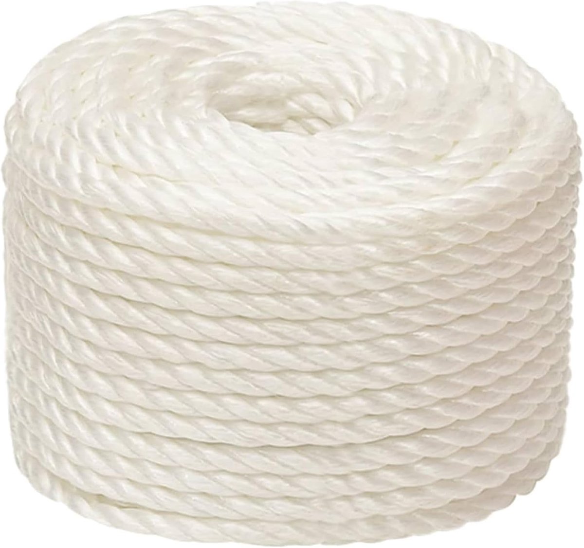 Touw 50 m lang, 12 mm diameter, weerbestendig polypropyleen touw, wit, hoge breukvastheid (750 kg), ideaal voor buiten- en watergebruik