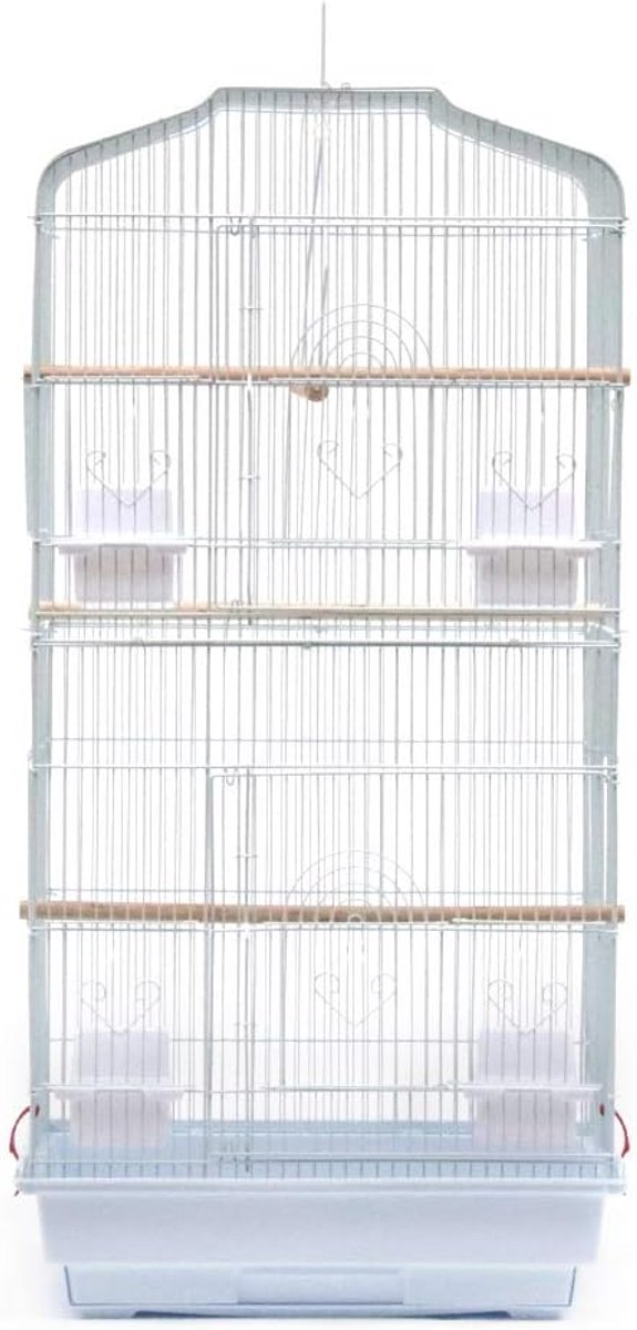 Vogelkooi, papegaaien, met deuren, grote volière, multifunctionele volière, voeringsaccessoires, zitstokken en zitstokken afneembaar, voor papegaaien/kanaries,46 * 36 * 92 cm (wit)