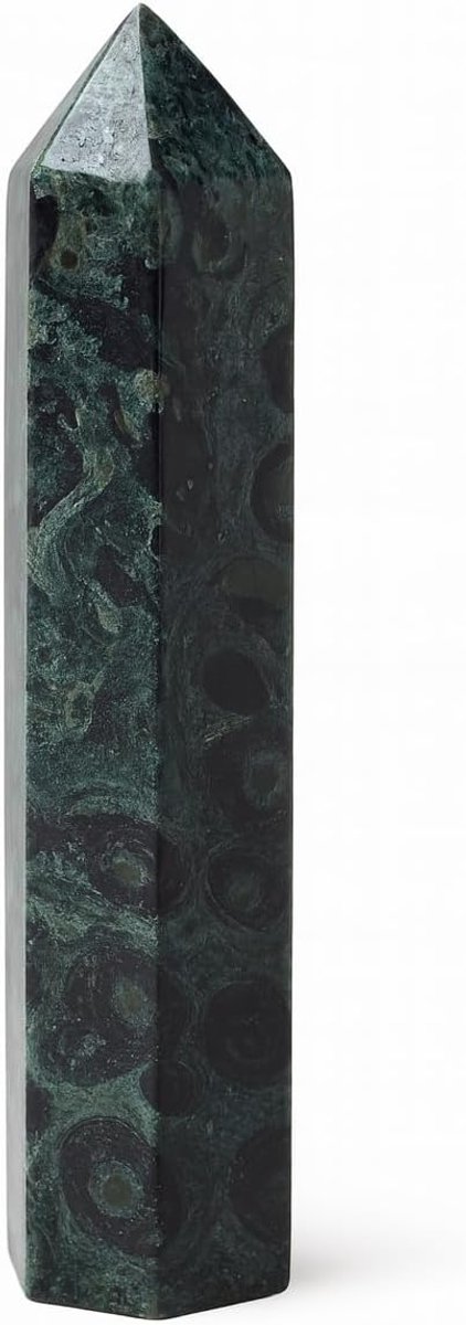 Toren van steen, Kambaba-jaspis, kristalstaaf, natuurlijk kristalkwarts, zeshoekige kristalzuil, bergkristalstaven, heldere kwartsstaven, toren (Kambaba-jaspis, 7-8 cm)