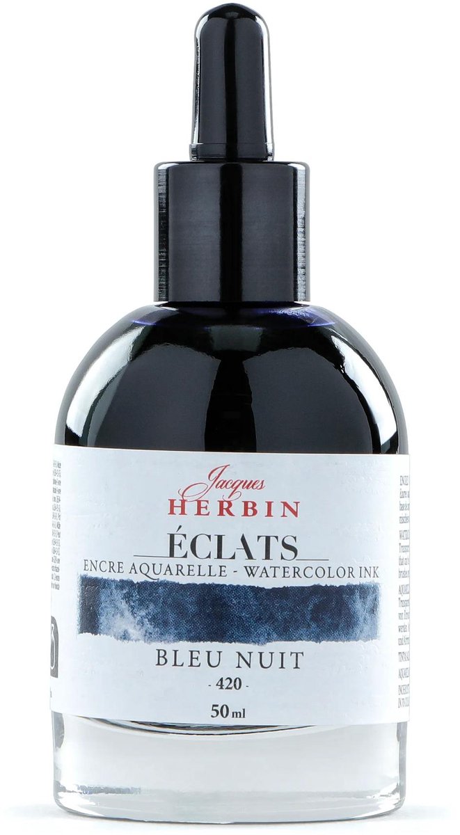 Jacques Herbin Éclats – Aquarel Inkt – Vloeibare Aquarelverf – Nacht Blauw – 420 – 50 ml