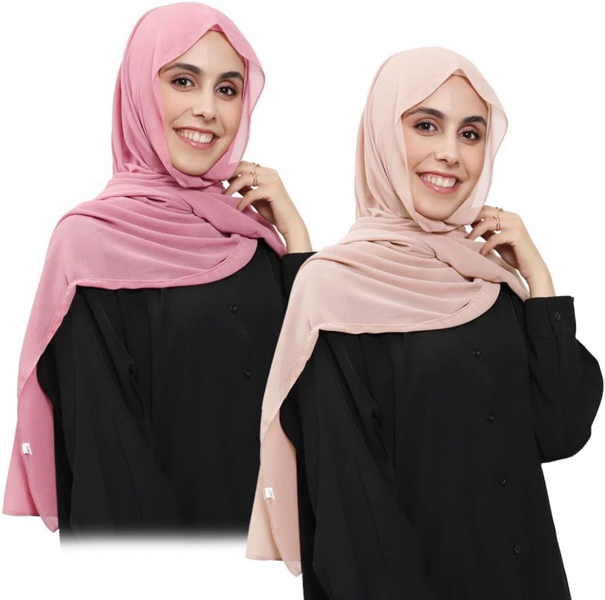 2 Stks Vrouwen Instant Chiffon Hijab met Ingebouwde Magneet en Genaaide Undercap Hoofd Wrap Onder Sjaal Caps