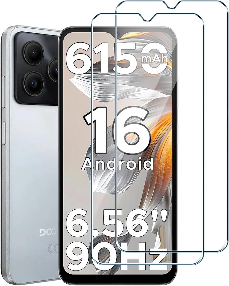 2 stuks beschermfolie voor Doogee Note 56/56 Pro/56 Plus pantserglas, beschermt tegen krassen, hardheid 9H, HD-displaybeschermfolie, 0,33 mm ultra-helder, ultrabestendig