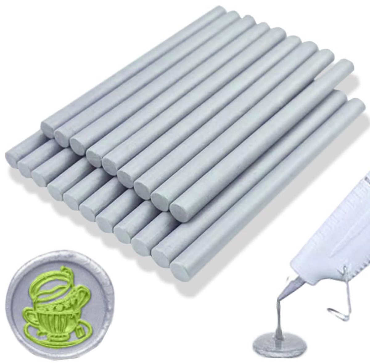 Stok van de wasverbinding, Ioggtser 20 PCS Mini de Zegelstok van de Wasverbinding van het Lijmpistool voor wasverbinding,Verzegelende Wasstokken voor Uitnodigingen (Silver)