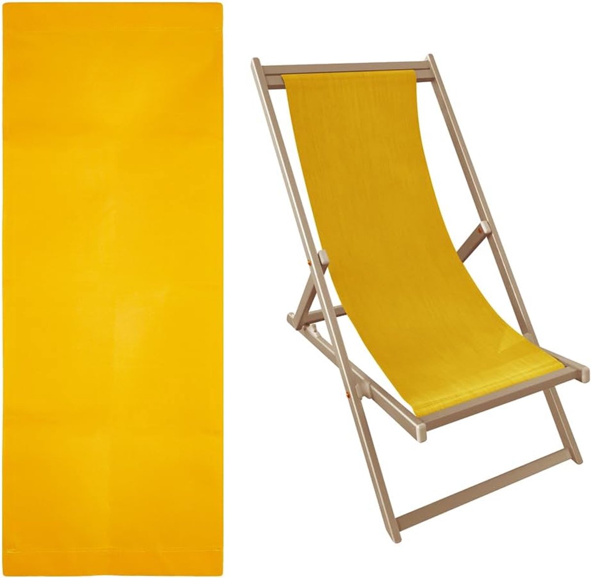 Vervangingsstoffen voor strandstoelen, 115 x 43 cm, vervanging canvas, voor slingstoelen, geel, stof, klapstoel, stof, vervangingsstof voor zonnebaden, tuin, binnenplaats, strand