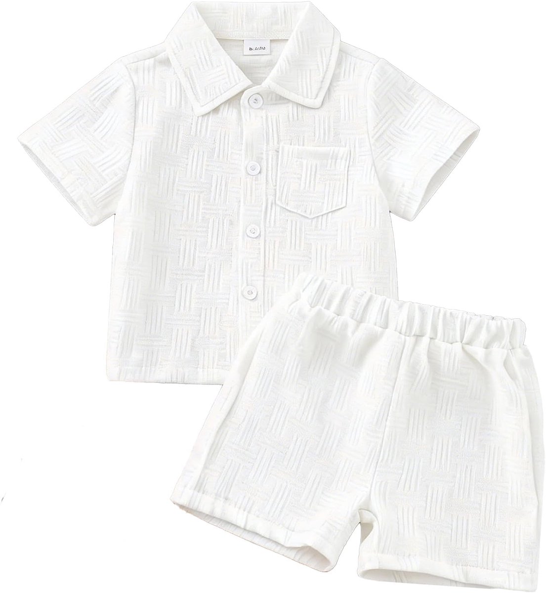 Zomerset voor baby's, kinderen, overhemd met kraag, zak, korte mouwen, tops in contrasterende kleur, shorts, kinderkleding