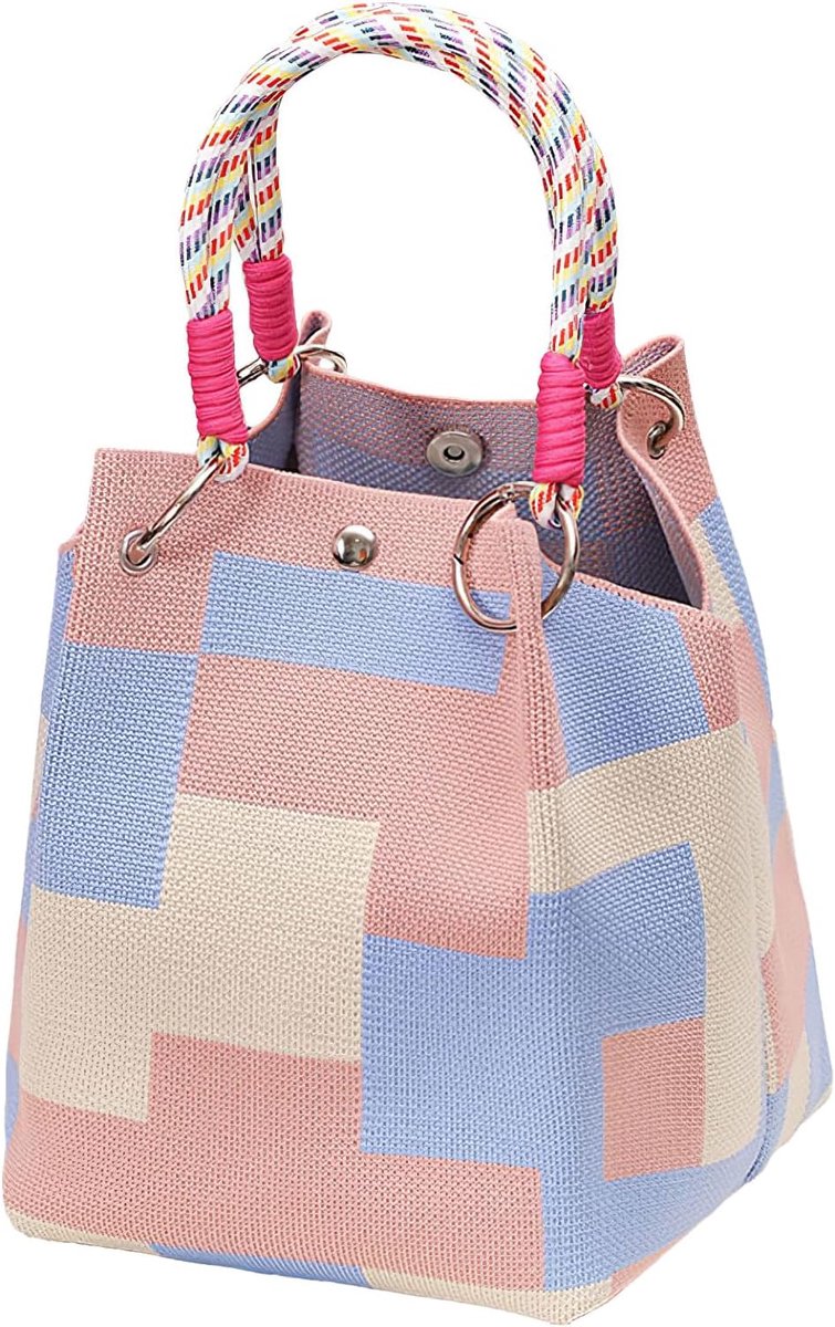 Emmer Tas Kleine Tote Portemonnee voor Vrouwen Polsband Handtas met Magnetische Sluiting Afneembare Handvat 5.9"*8.3"
