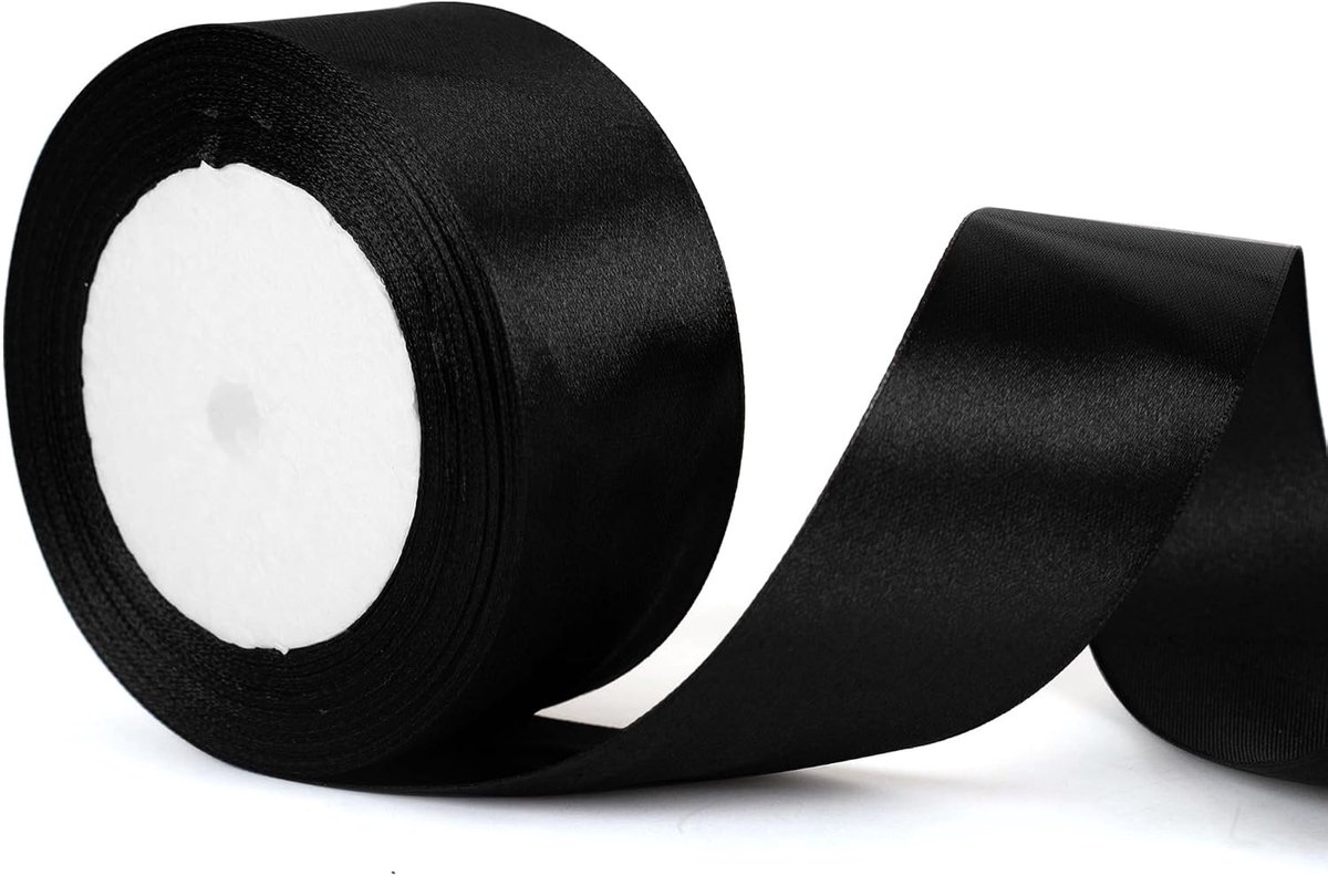 50 mm breed zwart lint, 2 inch dik zwart Halloweenlint voor het inpakken van cadeaus, haaraccessoires, boeketten, huwelijksdecoraties, taarten en Halloween-cadeauverpakkingen.