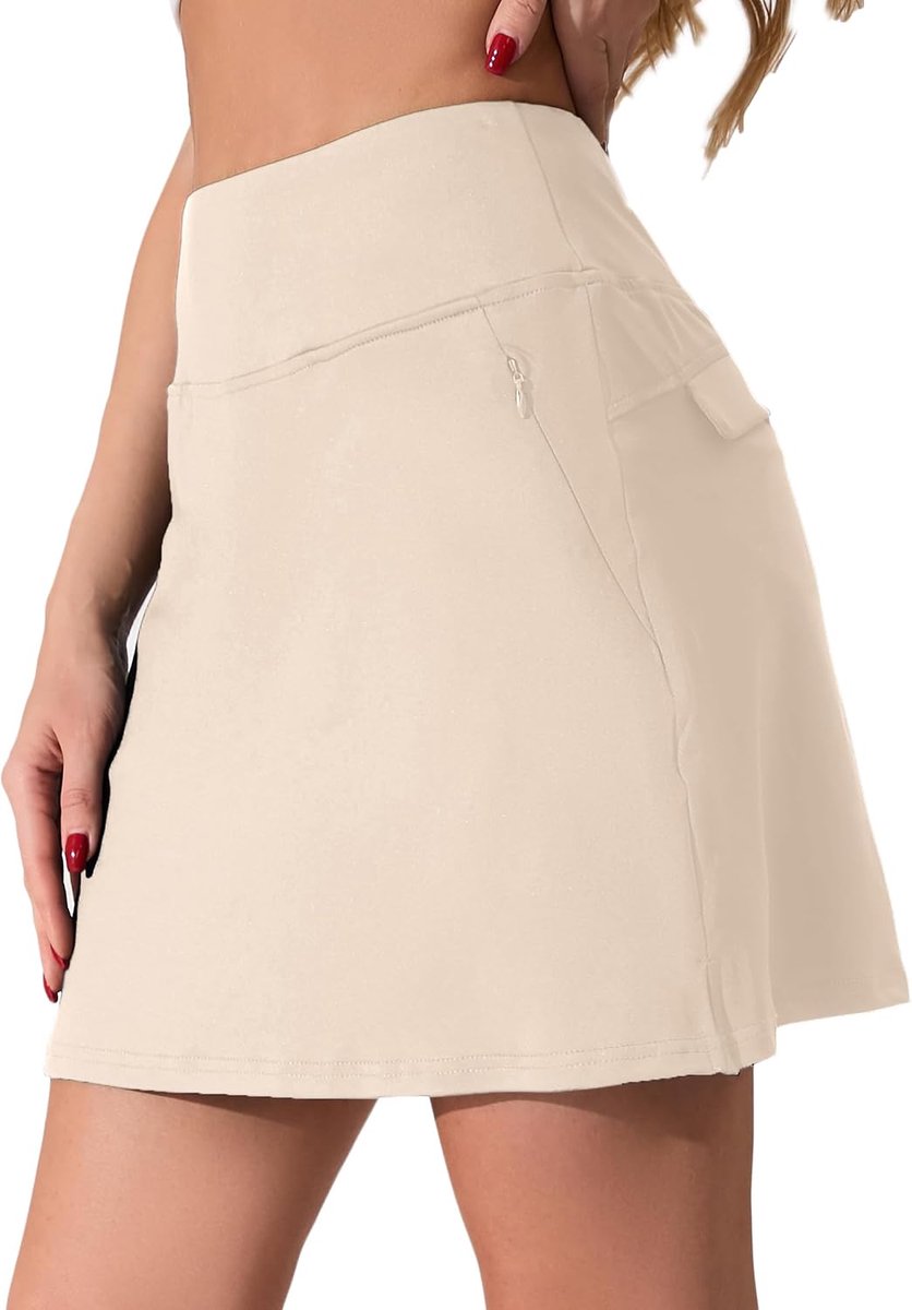 Rok voor dames, zomer, tennisrok met broek eronder, hoge taille, activewear skort, sportrok, golfrok met 4 zakken