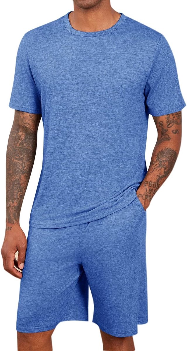 Heren pyjama sets zomer pyjama korte mouwen T-shirts en shorts 2 stuks lounge sets nachtkleding