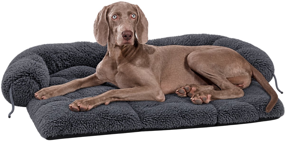 Marqs Hondenmat - Hondendeken - Hondenmand - Donkergrijs - Voor honden tot 18kg - Machinewasbaar - Zachte lange kunstvacht