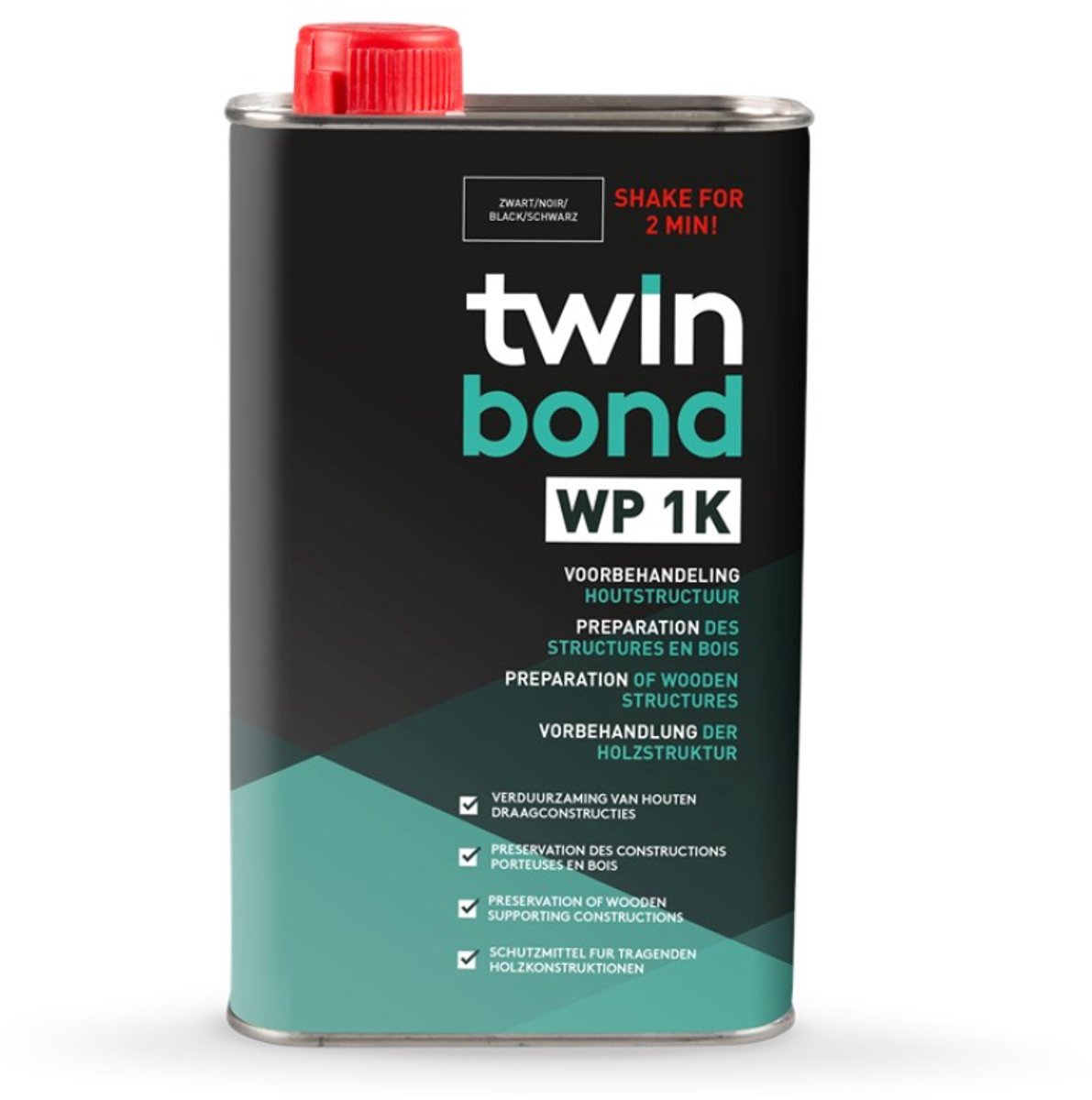 TwinBond WP 1K – Houtverduurzaming – Zwart – 1 Liter