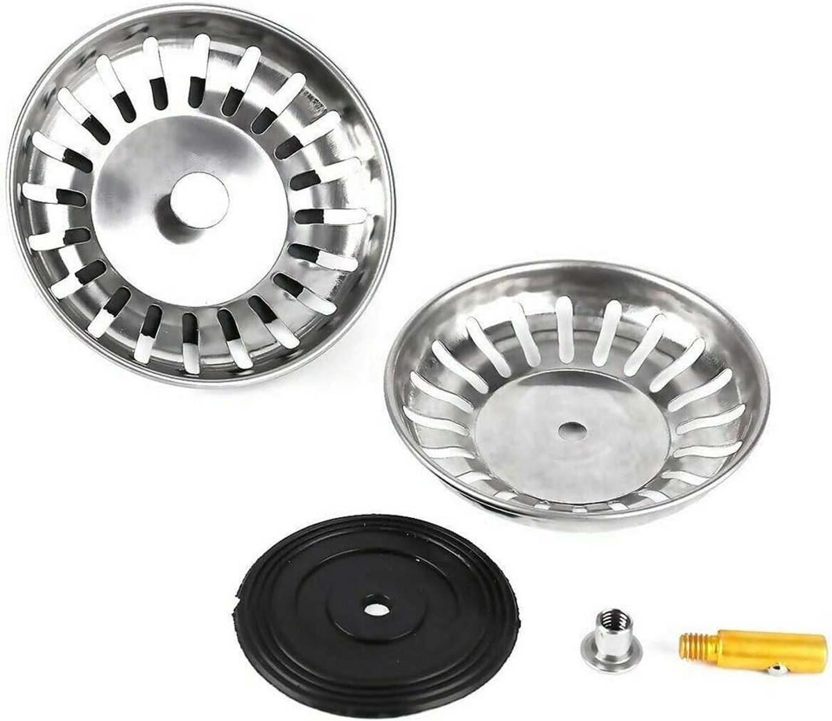 Rvs Afvoerplug Set van 2, 8 cm Vervangingsfilter voor Afval en Haartjes in de Gootsteen