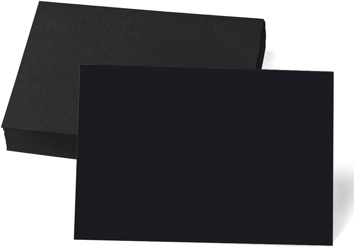 Toning Paper Zwart 300g/m², 100x A6 Lege Flashcards voor Knutselprojecten, Uitnodigingen en Foto's, 10.5x14.8cm, Creatief Cardboard voor DIY.